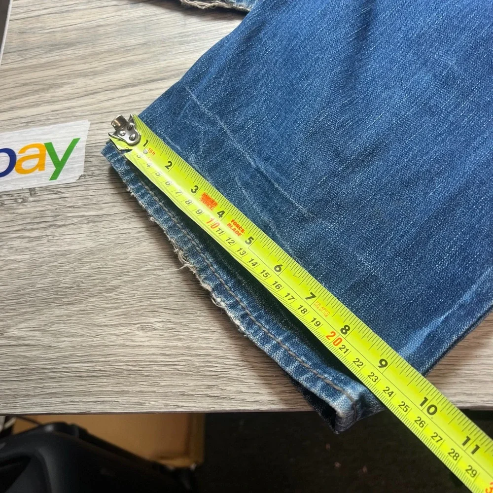True Religion Ricky Big QT Mens 38 Blue Straight Leg Faded Denim Jeans USA Made